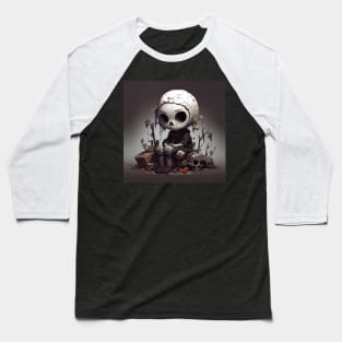 Cute preppy skeleton sitting in despair Baseball T-Shirt